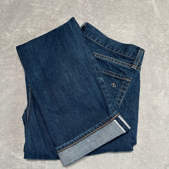 Rag Bone Jeans 30 Blue Selvedge Raw Denim Standard Issue Slim Straight Fit 3 - Picture 1 of 13